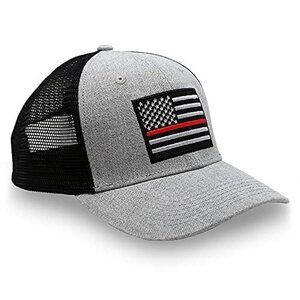 Gray Thin Red Line American Flag Trucker Hat – Mesh Back